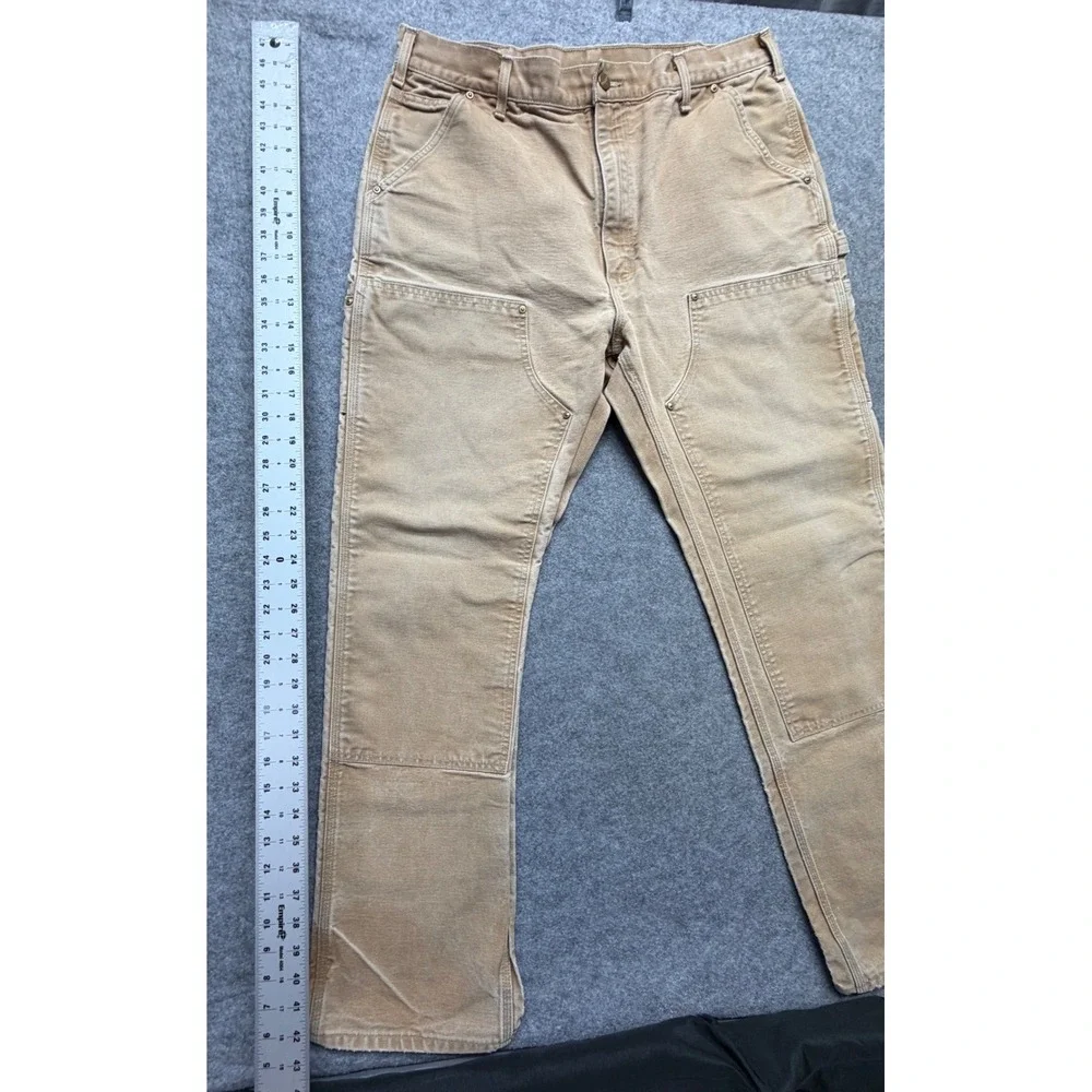 Carhartt B01 BRN Double Front Logger Dungaree Pants Brown UFCW Made in USA 38x34